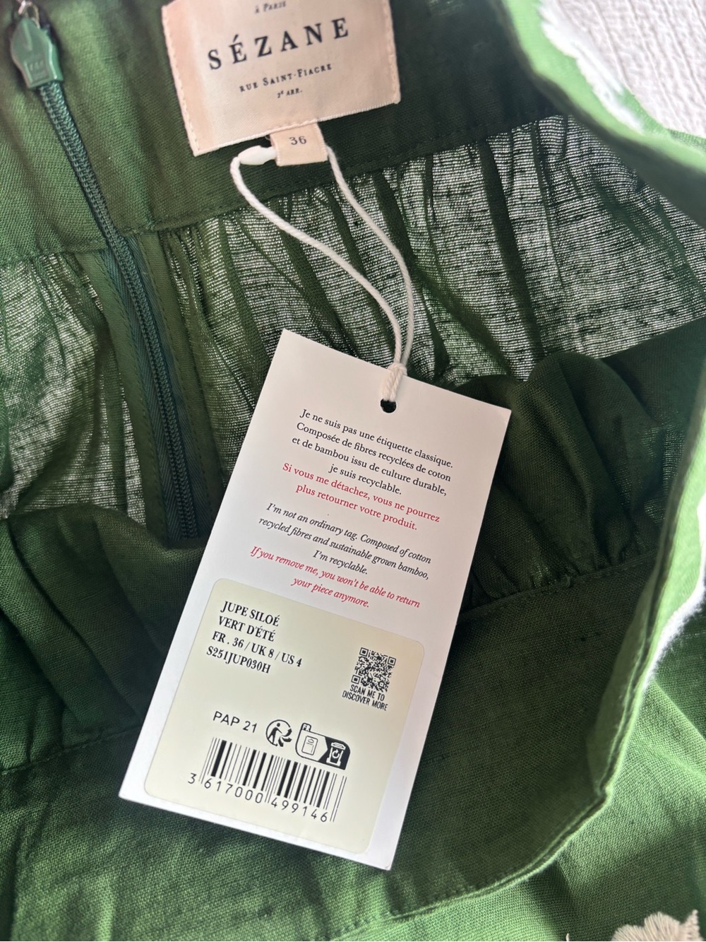 NWT Sézane Set - Siloe Skirt + Claire Blouse in Summer Green Size 4/36 - Picture 7 of 13